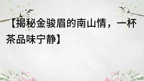 【揭秘金駿眉的南山情，一杯茶品味寧靜】
