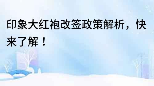 印象大紅袍改簽政策解析，快來了解！