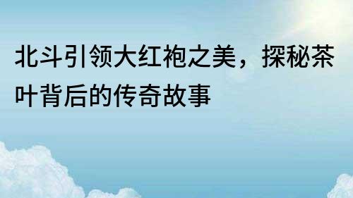 北斗引領大紅袍之美，探秘茶葉背后的傳奇故事