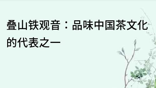 疊山鐵觀音：品味中國茶文化的代表之一