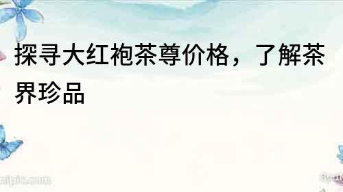 探尋大紅袍茶尊價格，了解茶界珍品