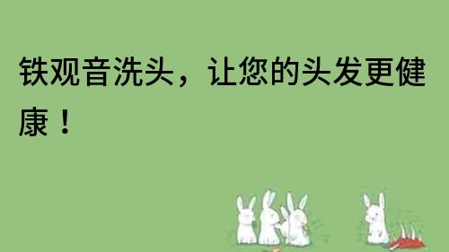 鐵觀音洗頭，讓您的頭發更健康！