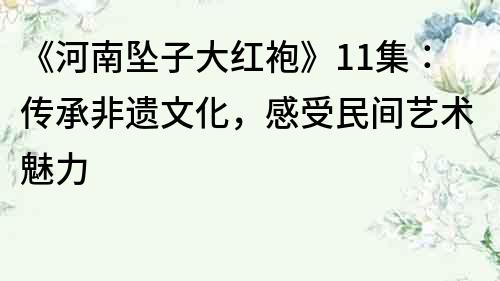 《河南墜子大紅袍》11集：傳承非遺文化，感受民間藝術魅力