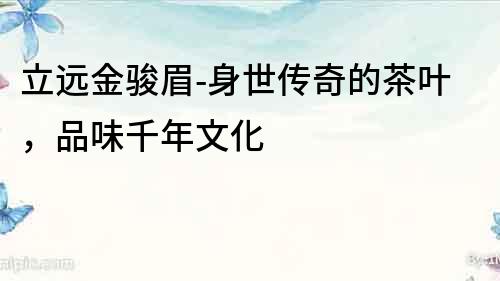 立遠金駿眉-身世傳奇的茶葉，品味千年文化