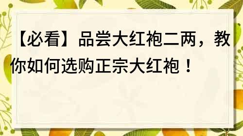 【必看】品嘗大紅袍二兩，教你如何選購正宗大紅袍！