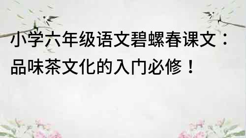 小學六年級語文碧螺春課文：品味茶文化的入門必修！
