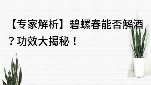 【專家解析】碧螺春能否解酒？功效大揭秘！