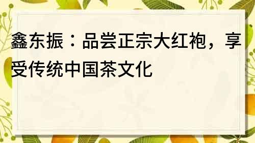 鑫東振：品嘗正宗大紅袍，享受傳統(tǒng)中國茶文化