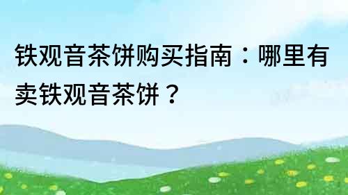 鐵觀音茶餅購買指南：哪里有賣鐵觀音茶餅？
