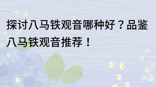 探討八馬鐵觀音哪種好？品鑒八馬鐵觀音推薦！