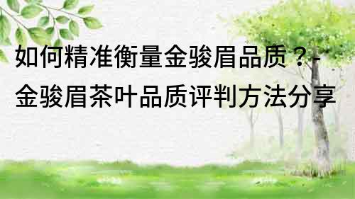 如何精準衡量金駿眉品質？-金駿眉茶葉品質評判方法分享