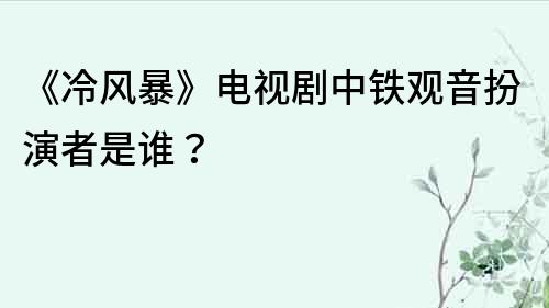 《冷風暴》電視劇中鐵觀音扮演者是誰？