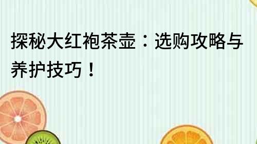 探秘大紅袍茶壺：選購攻略與養(yǎng)護(hù)技巧！