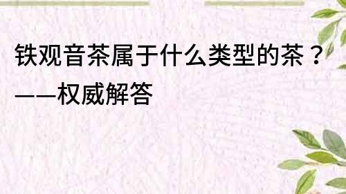 鐵觀音茶屬于什么類型的茶？——權威解答