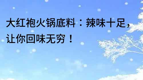 大紅袍火鍋底料：辣味十足，讓你回味無窮！
