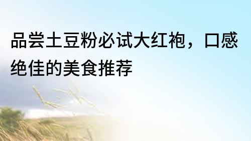 品嘗土豆粉必試大紅袍，口感絕佳的美食推薦