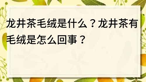 龍井茶毛絨是什么？龍井茶有毛絨是怎么回事？