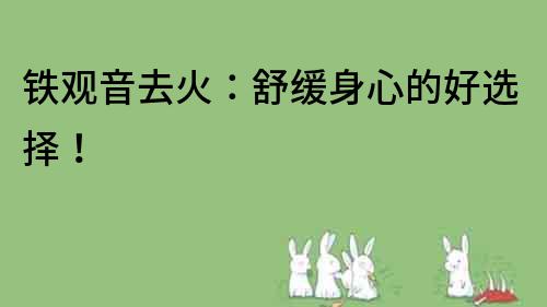鐵觀音去火：舒緩身心的好選擇！