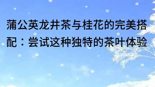 蒲公英龍井茶與桂花的完美搭配：嘗試這種獨特的茶葉體驗