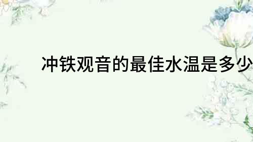沖鐵觀音的最佳水溫是多少？