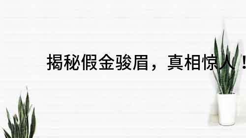 揭秘假金駿眉，真相驚人！