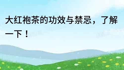 大紅袍茶的功效與禁忌，了解一下！