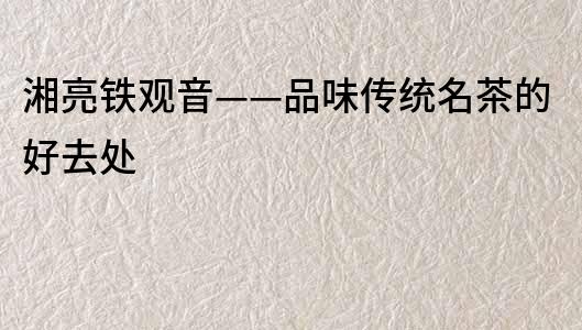 湘亮鐵觀音——品味傳統名茶的好去處