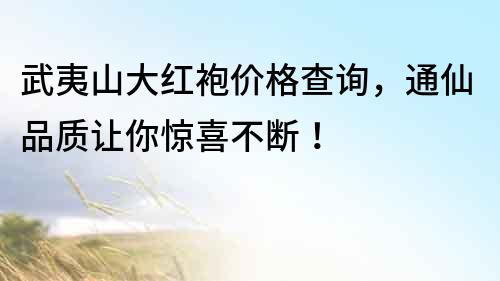 武夷山大紅袍價格查詢，通仙品質讓你驚喜不斷！