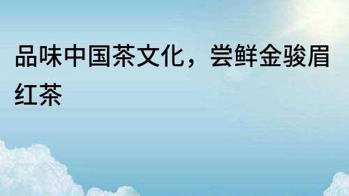 品味中國茶文化，嘗鮮金駿眉紅茶