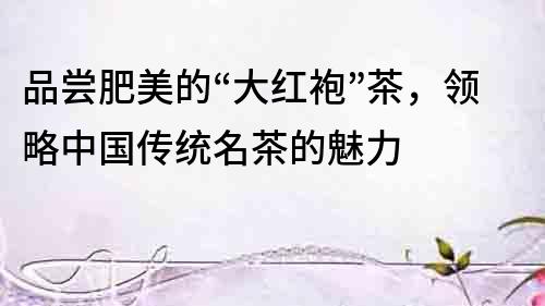 品嘗肥美的“大紅袍”茶，領略中國傳統名茶的魅力
