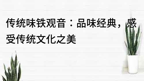 傳統味鐵觀音：品味經典，感受傳統文化之美
