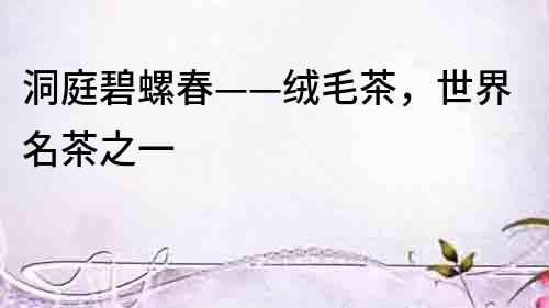 洞庭碧螺春——絨毛茶，世界名茶之一