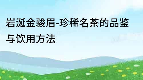 巖涎金駿眉-珍稀名茶的品鑒與飲用方法