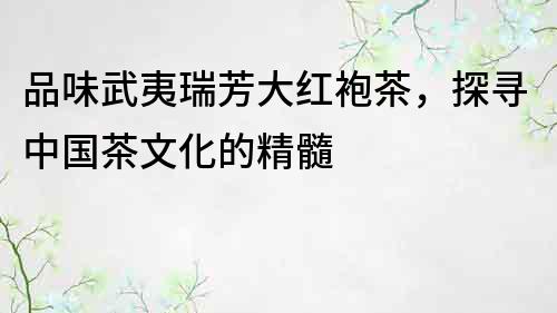 品味武夷瑞芳大紅袍茶，探尋中國茶文化的精髓