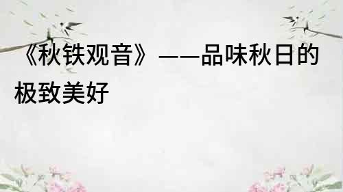 《秋鐵觀音》——品味秋日的極致美好