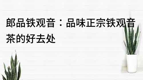 郎品鐵觀音：品味正宗鐵觀音茶的好去處