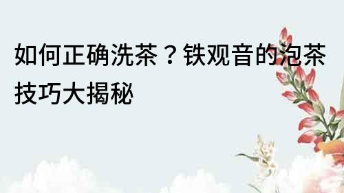 如何正確洗茶？鐵觀音的泡茶技巧大揭秘