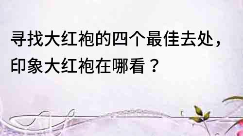 尋找大紅袍的四個最佳去處，印象大紅袍在哪看？