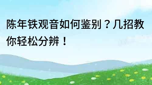 陳年鐵觀音如何鑒別？幾招教你輕松分辨！