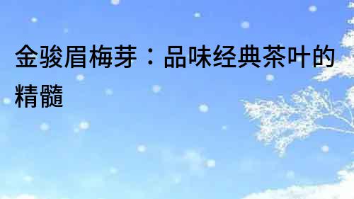 金駿眉梅芽：品味經典茶葉的精髓