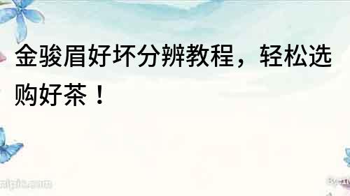 金駿眉好壞分辨教程，輕松選購好茶！