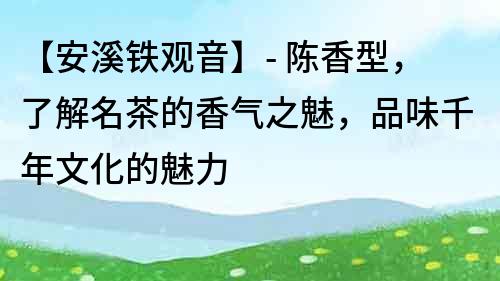 【安溪鐵觀音】- 陳香型，了解名茶的香氣之魅，品味千年文化的魅力