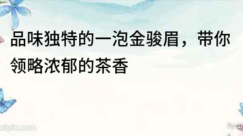 品味獨特的一泡金駿眉，帶你領略濃郁的茶香