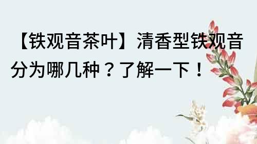 【鐵觀音茶葉】清香型鐵觀音分為哪幾種？了解一下！
