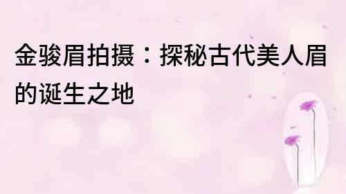 金駿眉拍攝：探秘古代美人眉的誕生之地