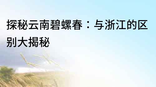 探秘云南碧螺春：與浙江的區(qū)別大揭秘