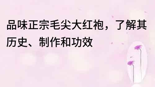 品味正宗毛尖大紅袍，了解其歷史、制作和功效