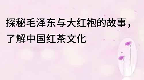 探秘毛澤東與大紅袍的故事，了解中國紅茶文化
