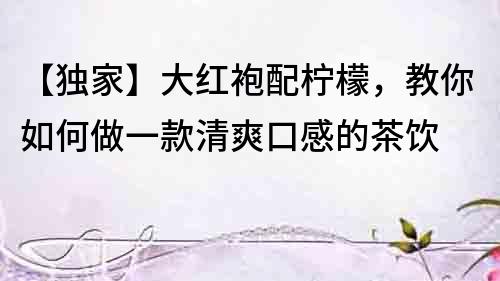 【獨家】大紅袍配檸檬，教你如何做一款清爽口感的茶飲