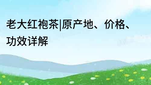 老大紅袍茶|原產地、價格、功效詳解